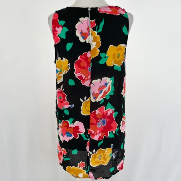 Who What Wear Floral Print Sleeveless Blouse Tank Top Black Multi Size Small - Picture 9 of 15